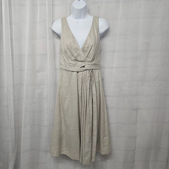 J. Crew Dress Pewter Babydoll Sleeveless Shimmery Linen Blend Ruched 6 NWT - Picture 1 of 11